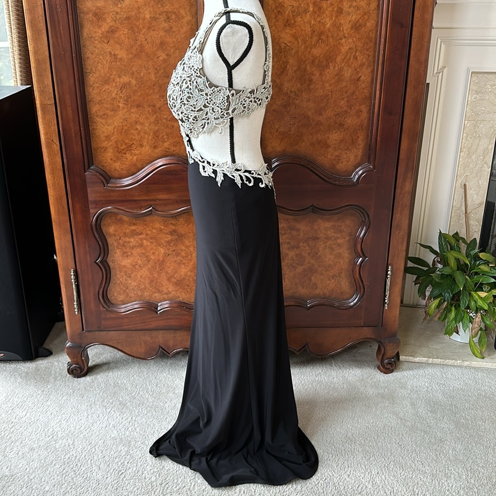 Stunning LaFemme Black & Silver Prom Dress - Picture 8 of 17